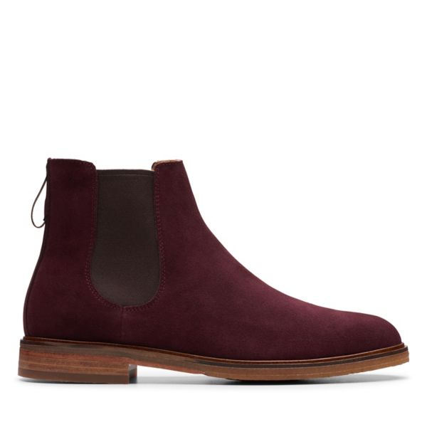 Clarks Mens Clarkdale Gobi Chelsea Boots Burgundy | USA-7246109